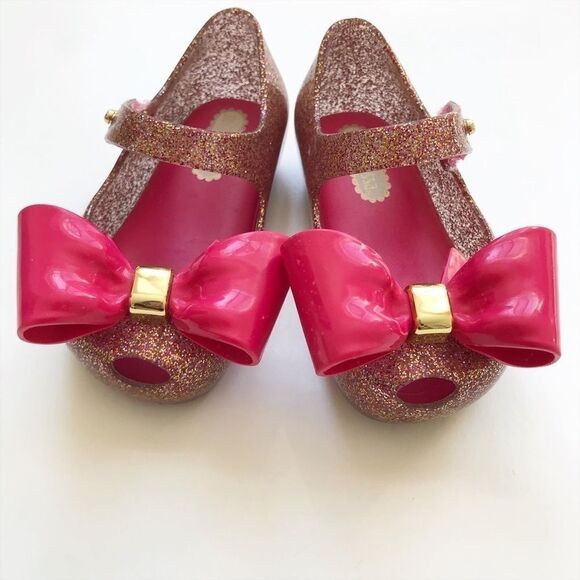 Mini Melissa bow glitter jelly flats EUC size 5 - Picture 4 of 7